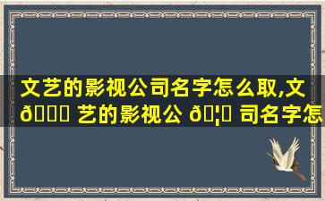 文艺的影视公司名字怎么取,文 🍁 艺的影视公 🦈 司名字怎么取好听